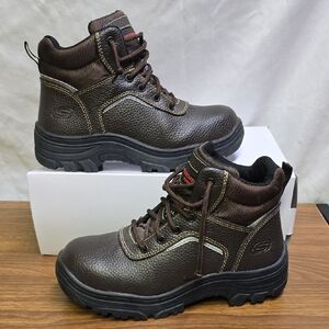 Like NEW Skechers Burgin Steel Toe Brown and Black Safety Boots Size 7.5